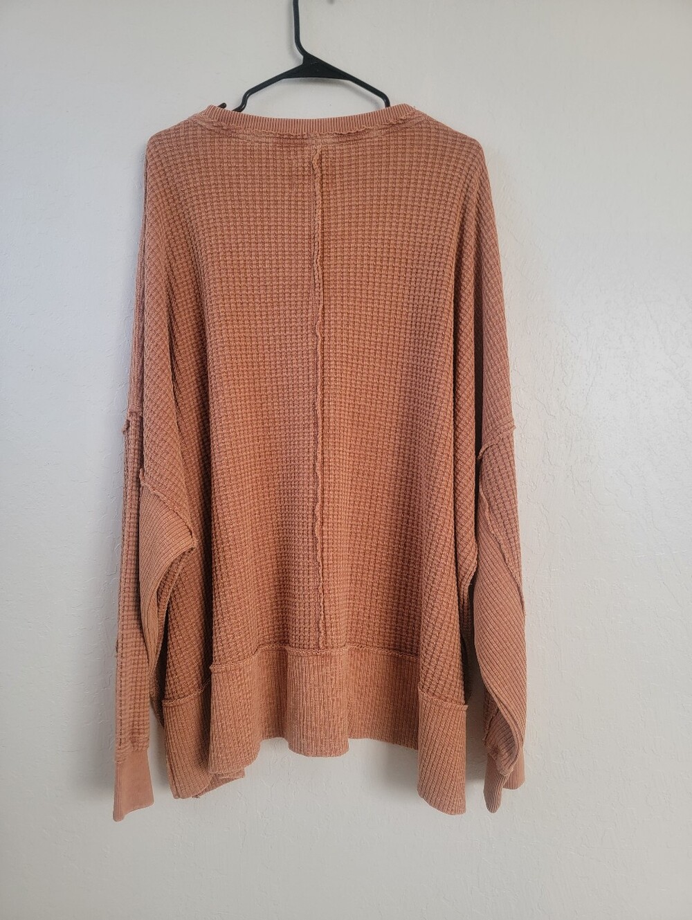 American Eagle Waffle Knit Oversized Orange Pullover Lived In Sweater XL - Picture 4 of 5